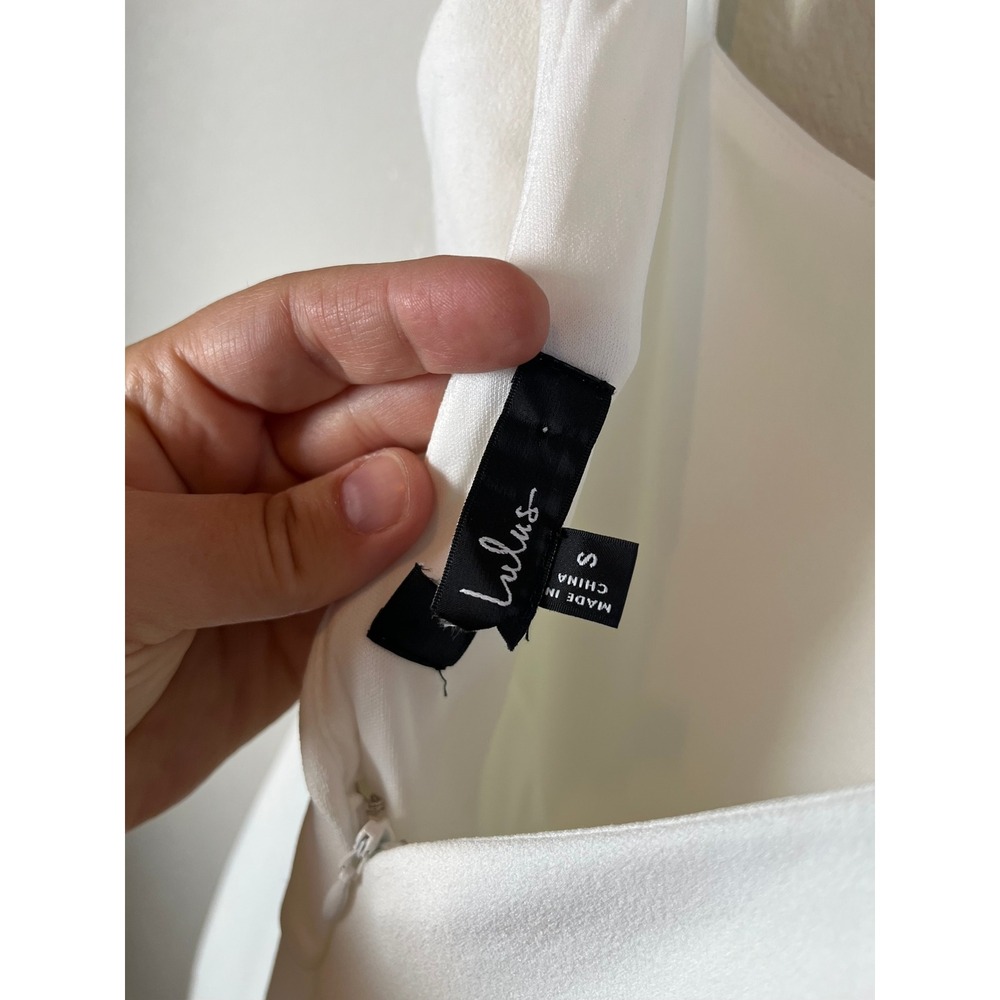 Lulus Moment Maker White Square Neck Trumpet Midi Dress Sleeveless Small White - Picture 8 of 13